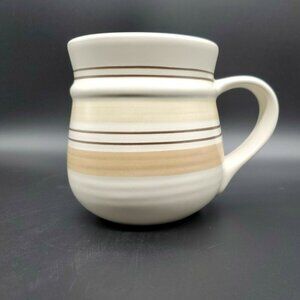 Pfaltzgraff Latte Brown / Cream Tan Stripe Coffee Mug